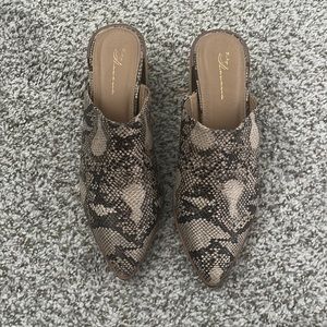 Snakeskin mules